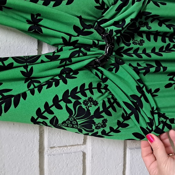 My Michelle Green/Black Gem Detail Formal Halter Dress. Size Medium - Picture 4 of 11